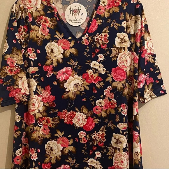 Women’s Southern Charm Boho Overall Rose Pattern V-Neck 3/4 Sleeves Size M - Picture 4 of 10